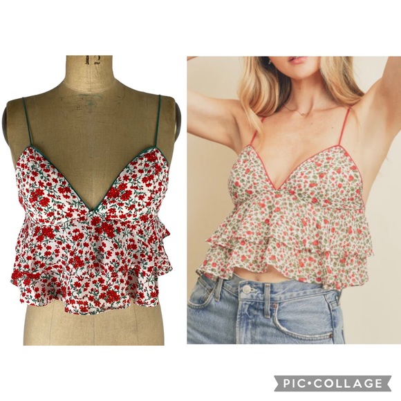 Dress Forum Tops - 50% off! ✨ Dress Forum Floral Layered Cropped Tank Top Size M